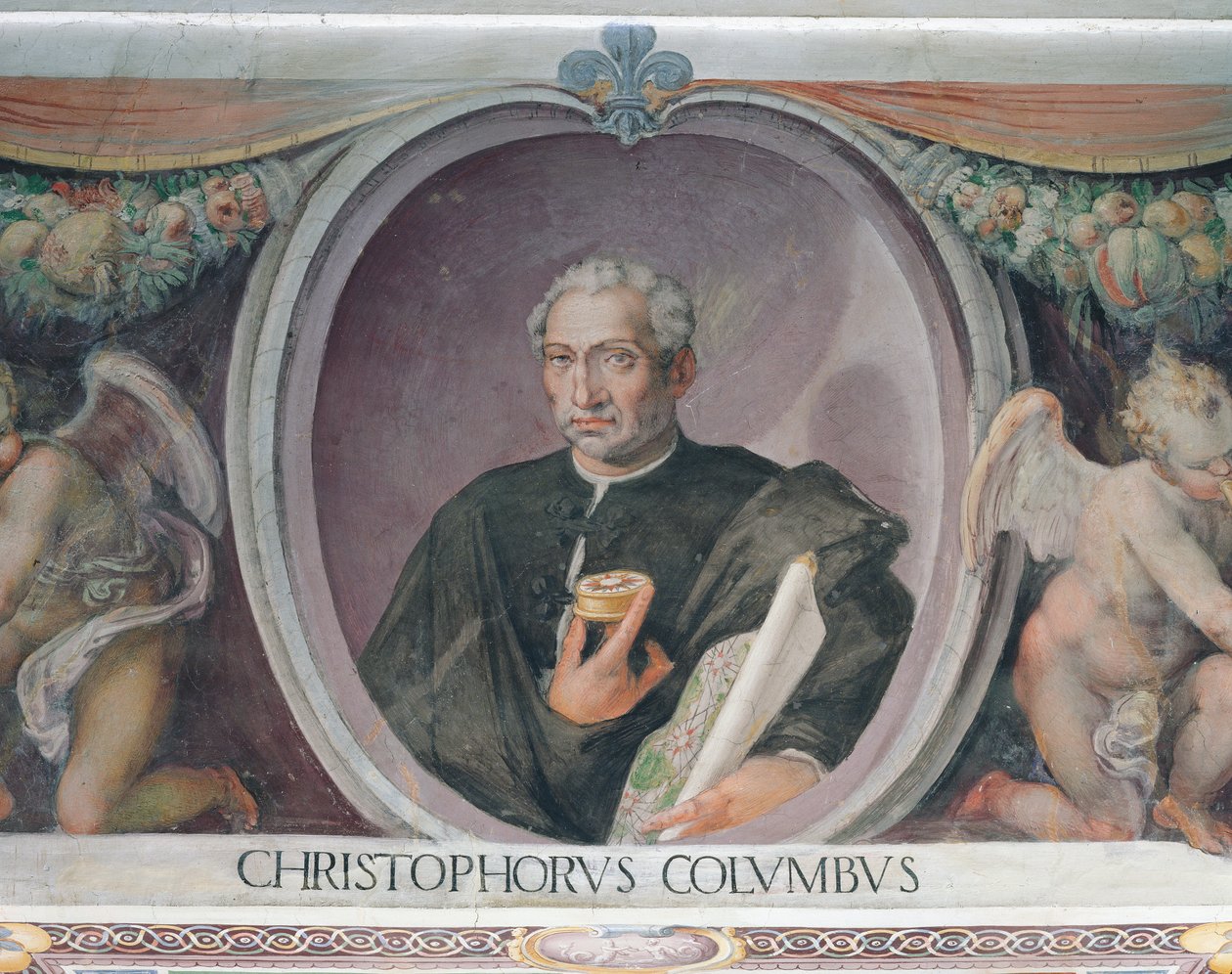 Cristoforo Colombo, nella Sala del Mappamondo da Italian School