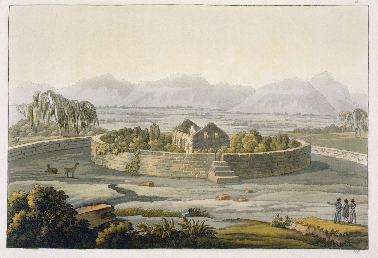 Fortezza Circolare di Cannar, Perù, da Le Costume Ancien et Moderne, Volume II, tavola 1, di Jules Ferrario, pubblicato c.1820-30 da Italian School