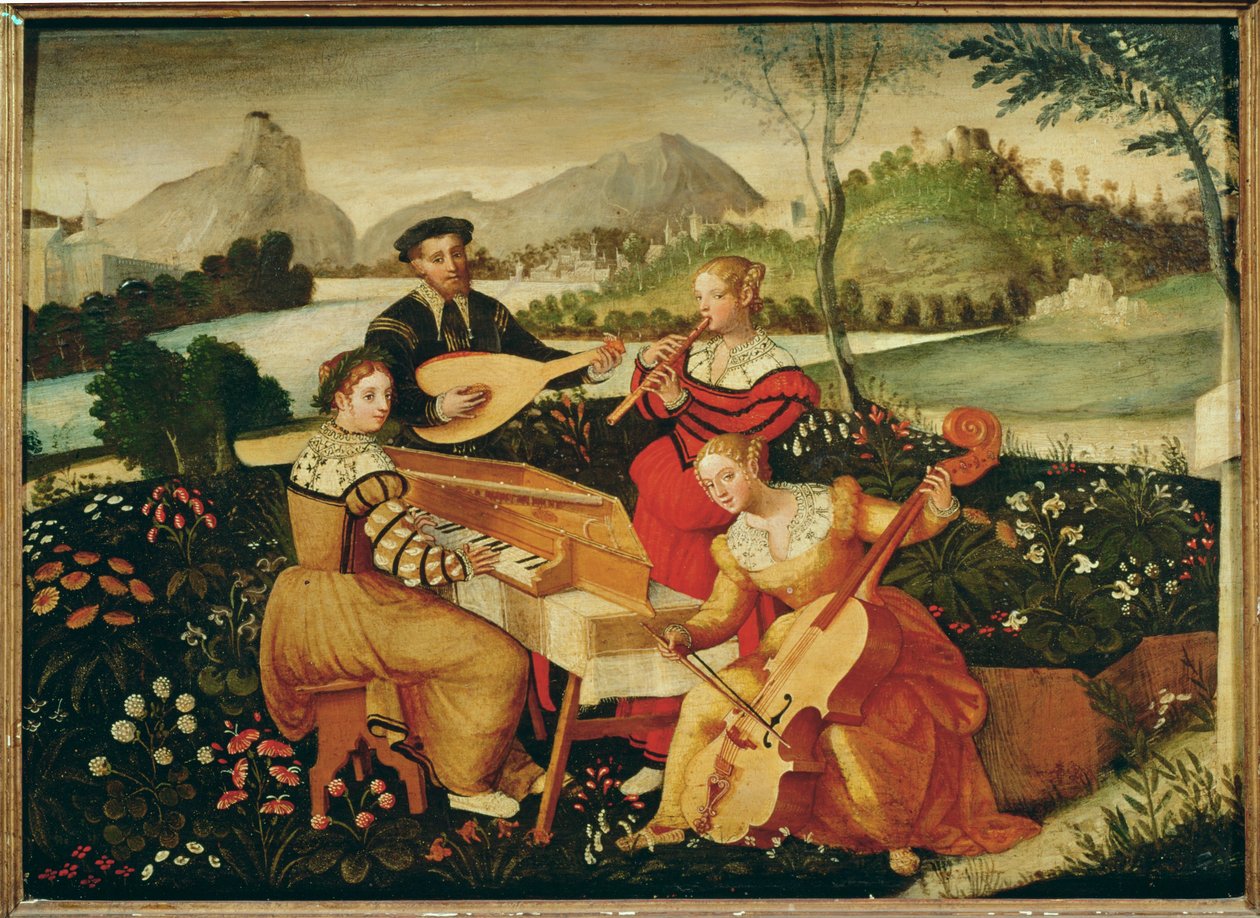 Concerto in campagna: musica strumentale ... (dipinto su tela) da Italian School