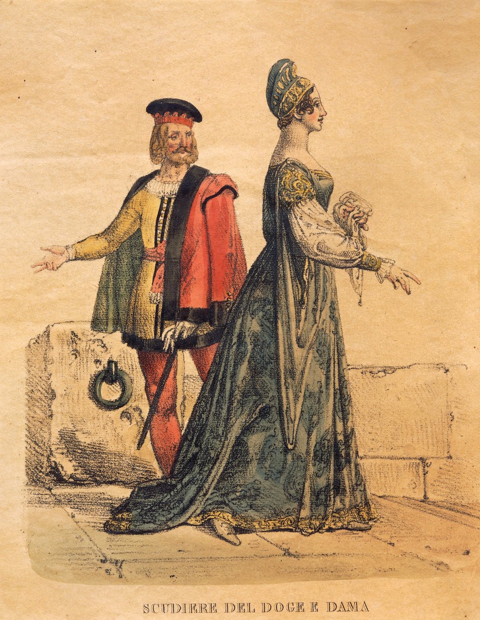 Costume per uno scudiero del Doge e una dama, da 