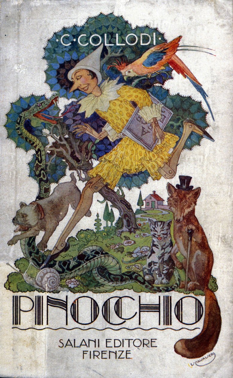 Copertina del libro di Carlo Collodi "Pinocchio" edito da Salani editore, 1920 ca. da Italian School