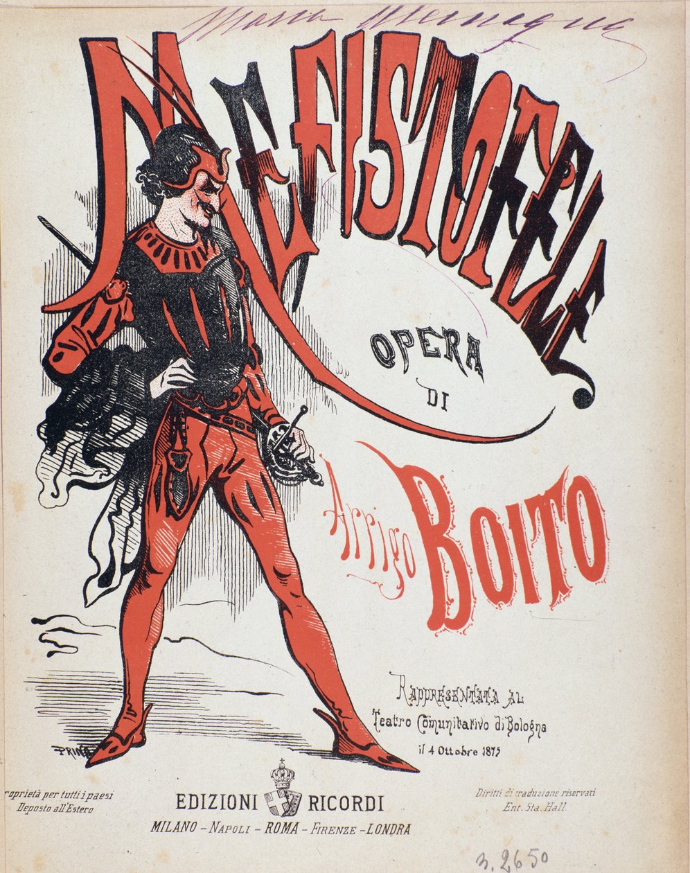 Copertina della partitura musicale dell