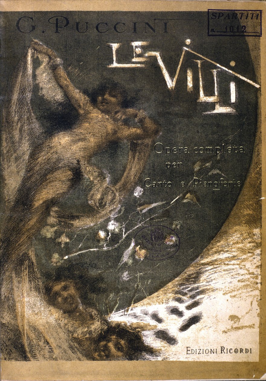 Copertina della partitura per "Le Villi", l