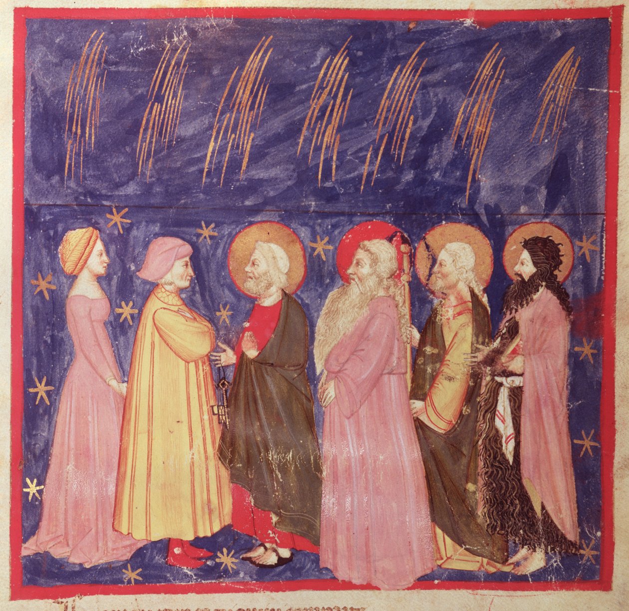 Dante e Beatrice con i santi del Paradiso, dalla Divina Commedia di Dante Alighieri (1265-1321) da Italian School