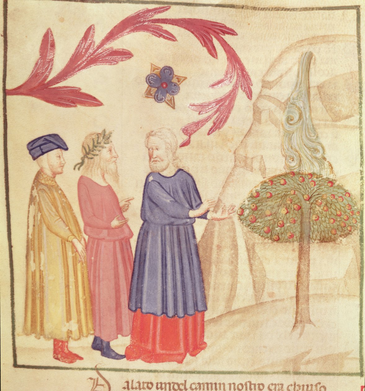 Dante e Virgilio (70-19 a.C.) nel Paradiso Terrestre, dalla Divina Commedia di Dante Alighieri (1265-1321) da Italian School