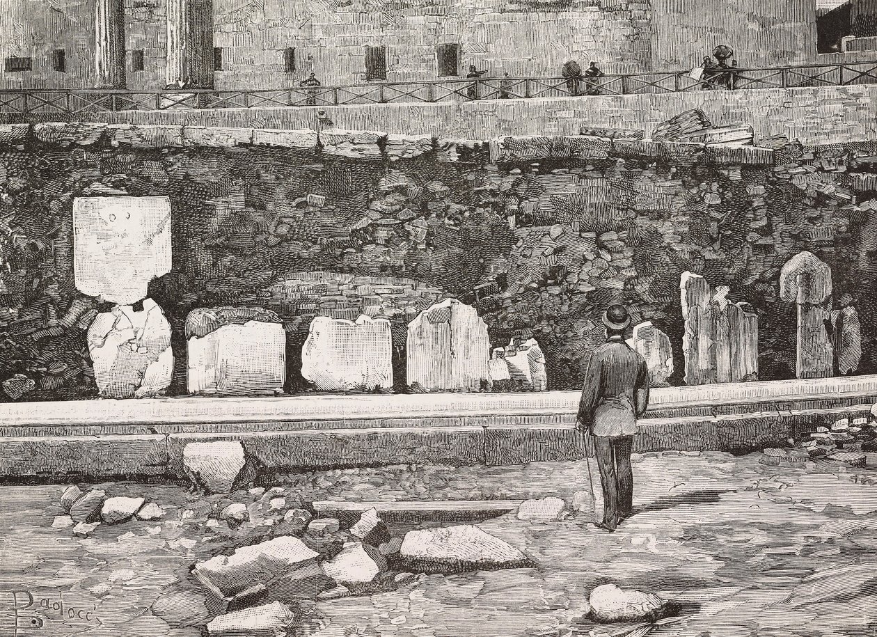 Emiciclo decorativo nel Foro Romano, Roma, Italia (incisione) da Italian School