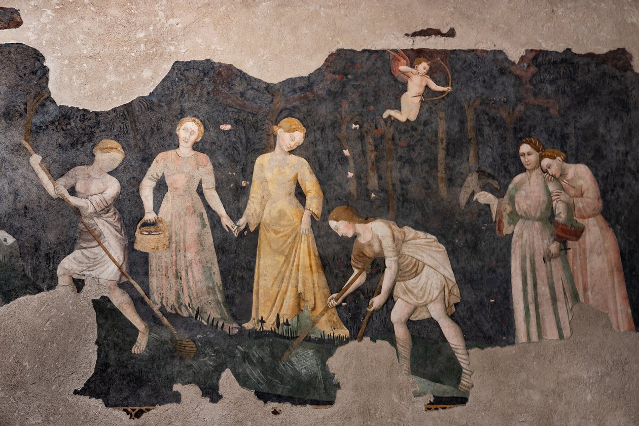 Dettaglio degli affreschi, Camera Pinta (Stanza Dipinta) da Italian School