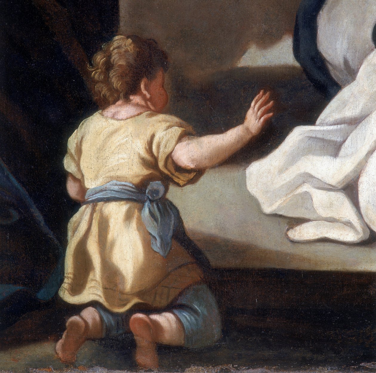 Dettaglio del dipinto raffigurante la Madonna del Rosario con i Santi Domenico e Caterina da Siena da Italian School