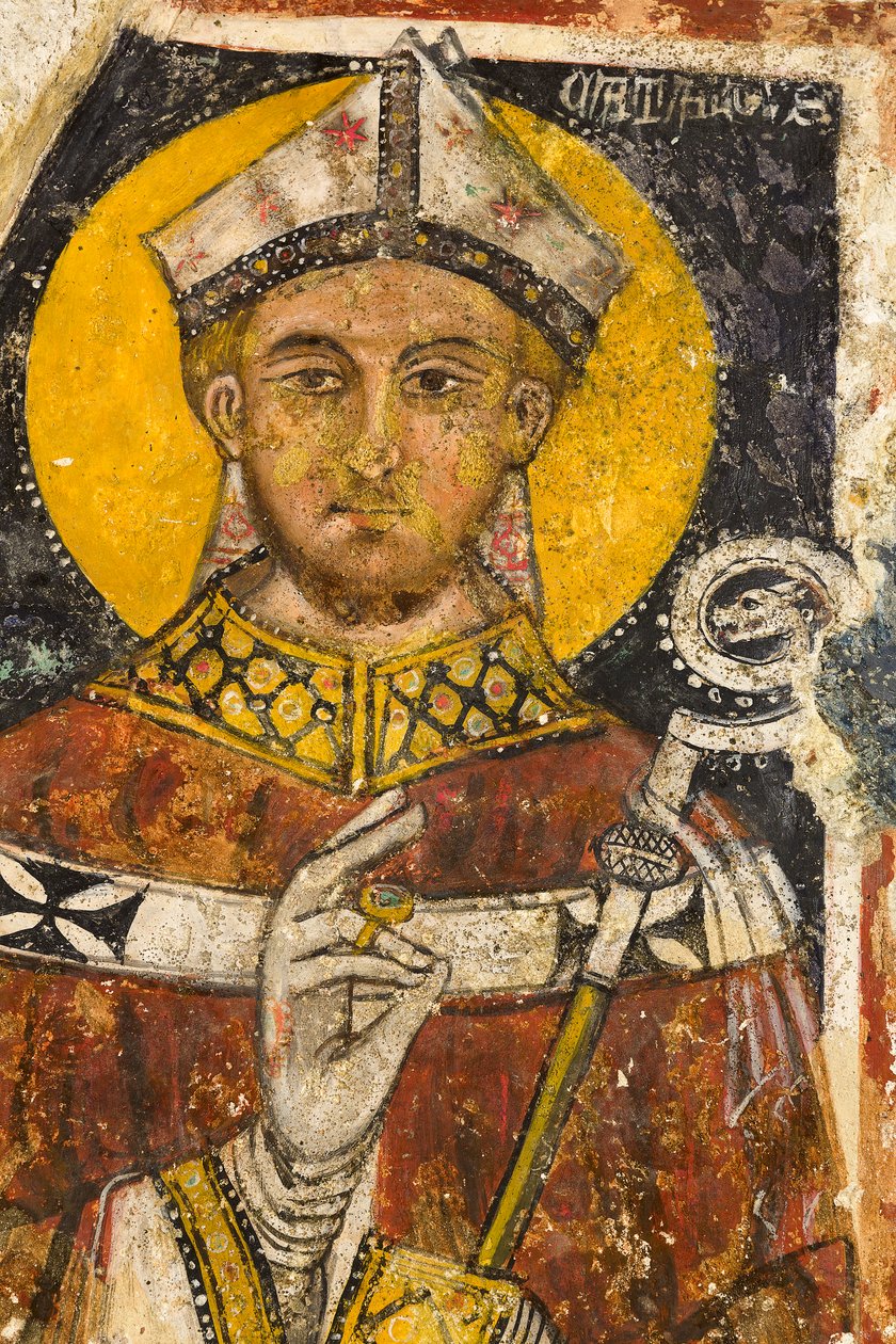 Dettaglio del trittico raffigurante San Cataldo, Cripta della Cattedrale da Italian School