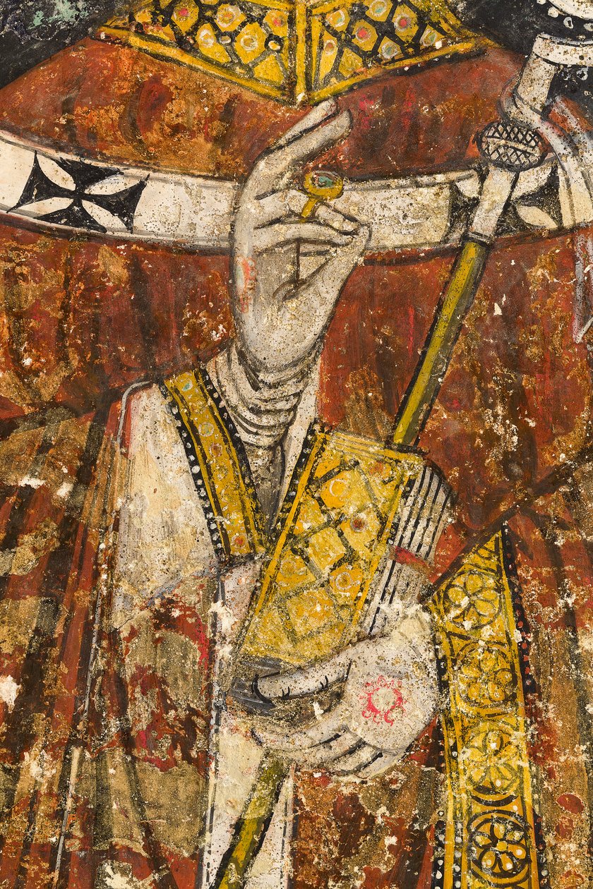 Dettaglio del trittico con palinsesto raffigurante San Cataldo, Cripta della Cattedrale da Italian School