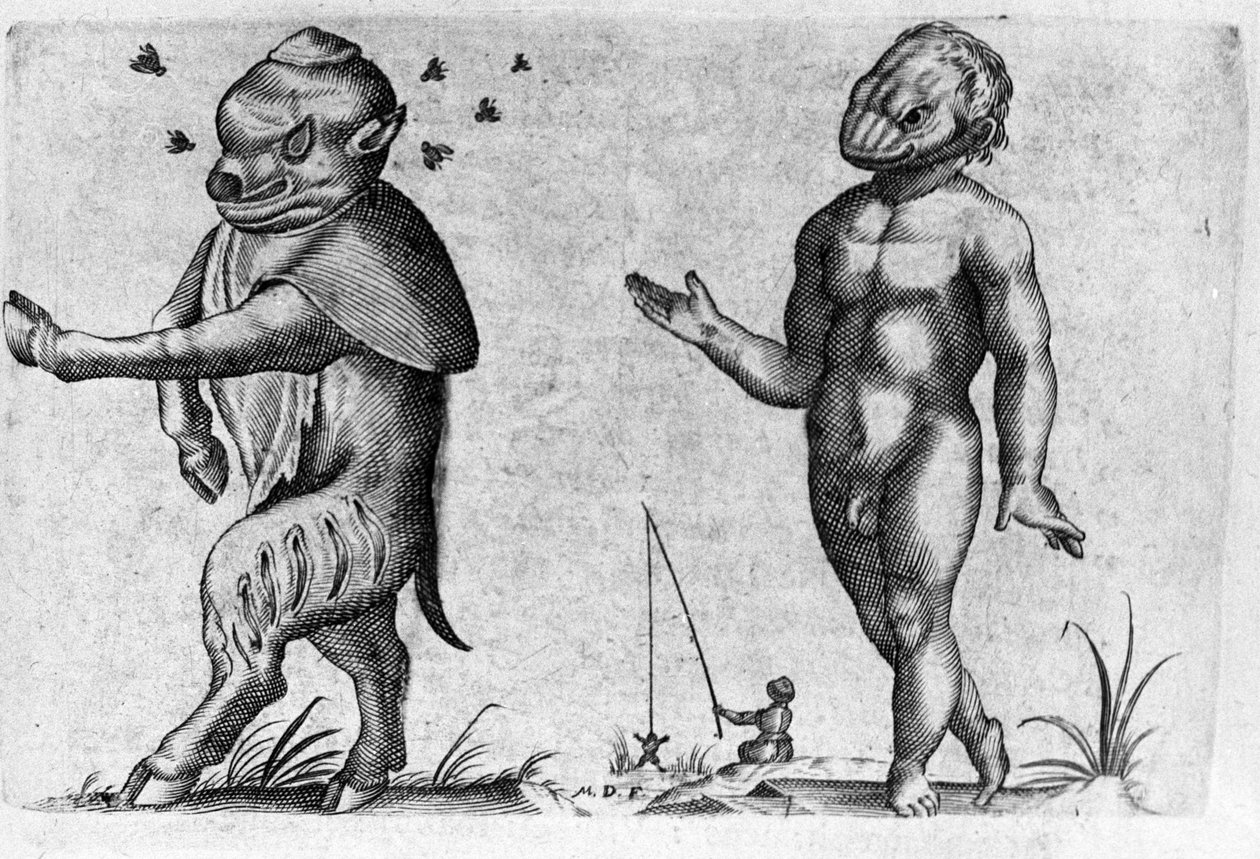 Diversi tipi di mostri umani. Incisione da 