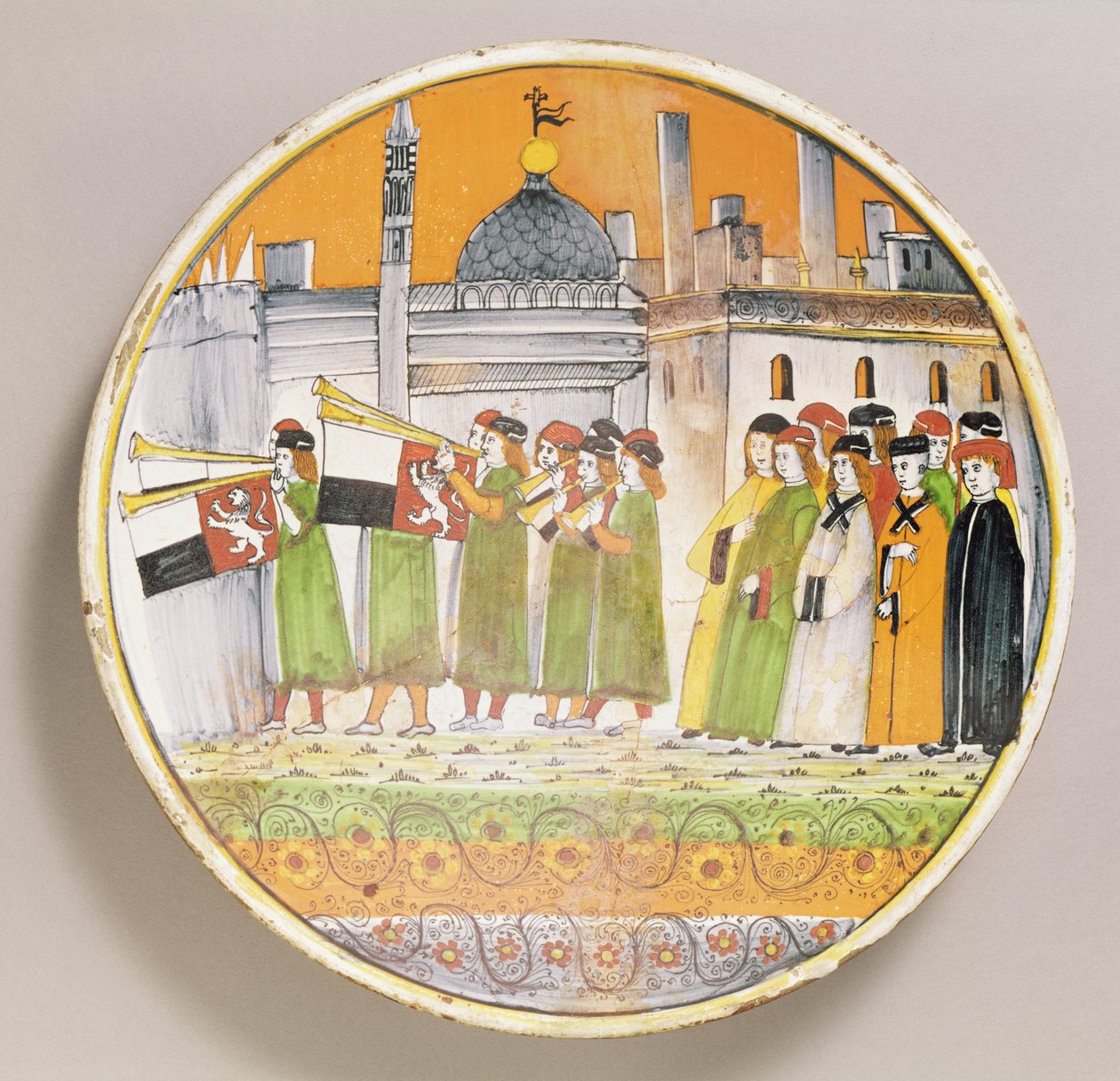 Piatto decorato con musicisti (ceramica) da Italian School