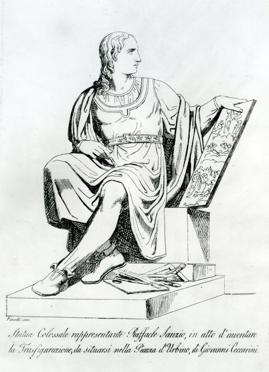 Disegno di una statua di Giovanni Ceccarini di Raffaello Sanzio da Urbino da Italian School