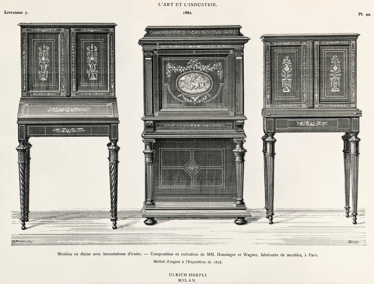 Mobili in ebano di Hunsinger e Wagner, Parigi, illustrazione da L