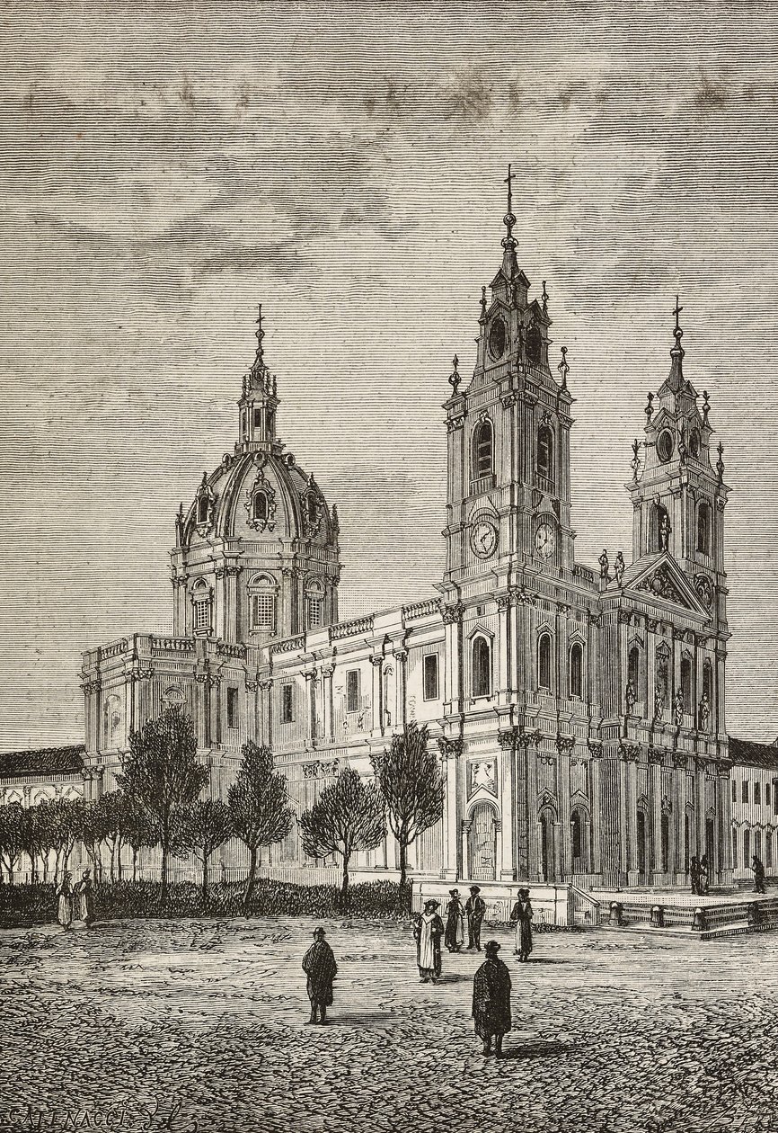Basilica Estrela, Lisbona, Portogallo (incisione) da Italian School