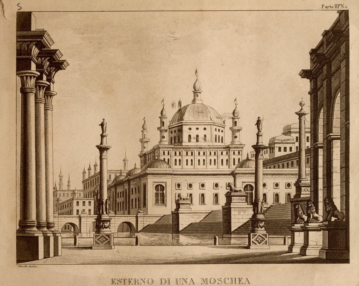 Esterno di una moschea, scenografia per 