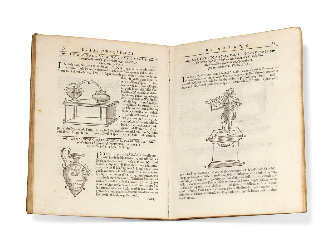 Prima edizione della traduzione di Aleotti dei Pneumatici di Eroe da Italian School