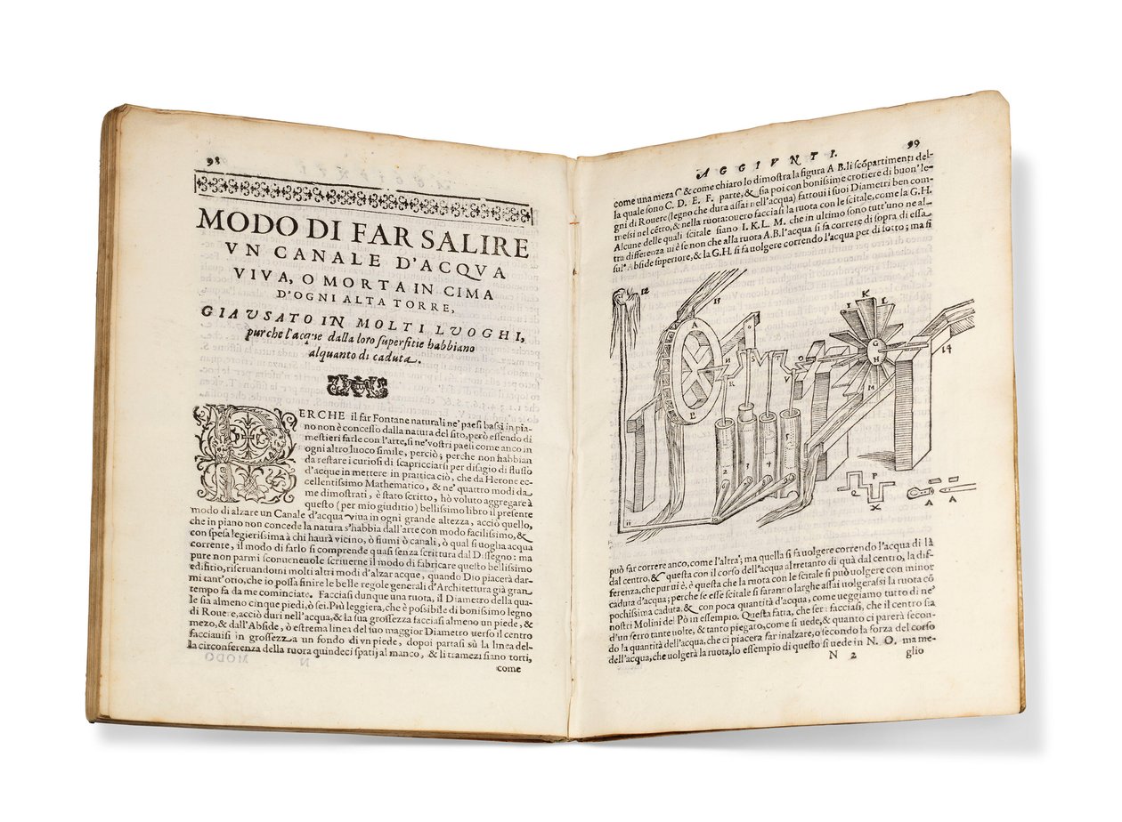 Prima edizione della traduzione di Aleotti dei Pneumatici di Eroe da Italian School