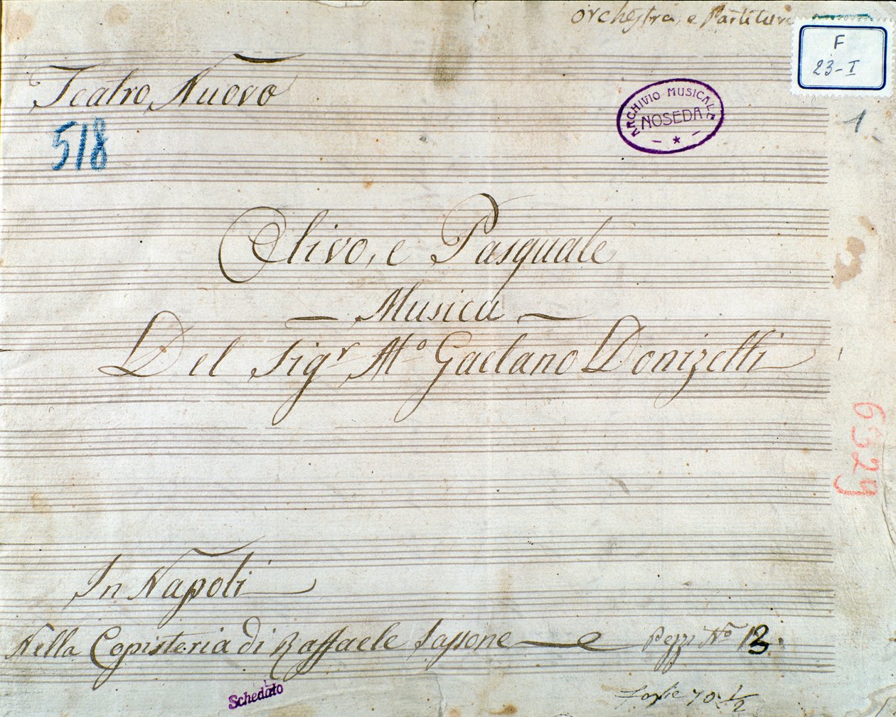 Prima pagina di spartito musicale dall