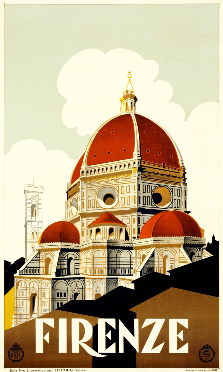 Poster turistico di Firenze, 1930 circa (litografia) da Italian School