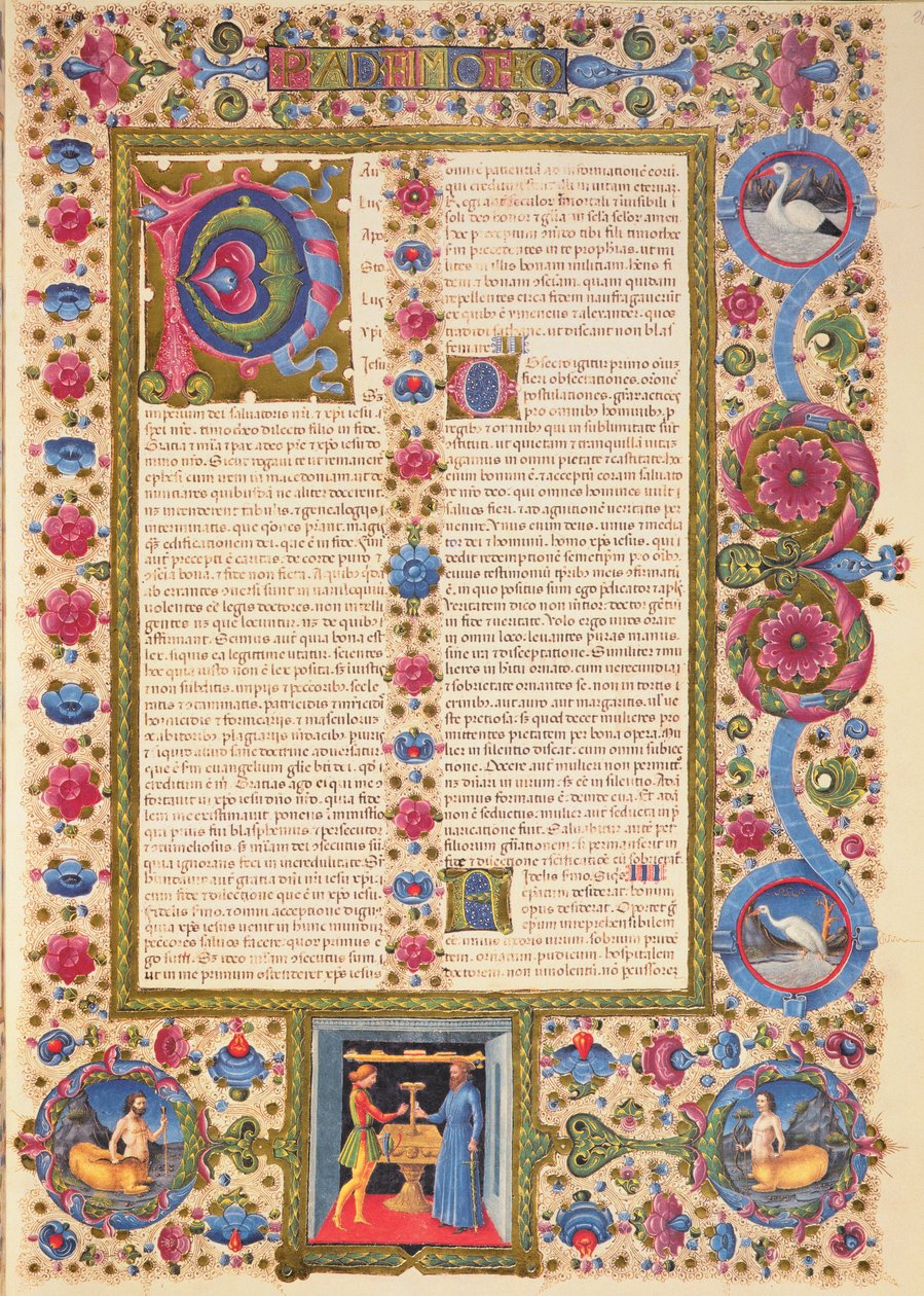 Fol.208r Lettera di San Paolo a Timoteo, dalla Bibbia di Borso d