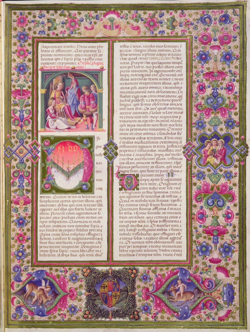 Apertura del Libro della Sapienza, dalla Bibbia di Borso d