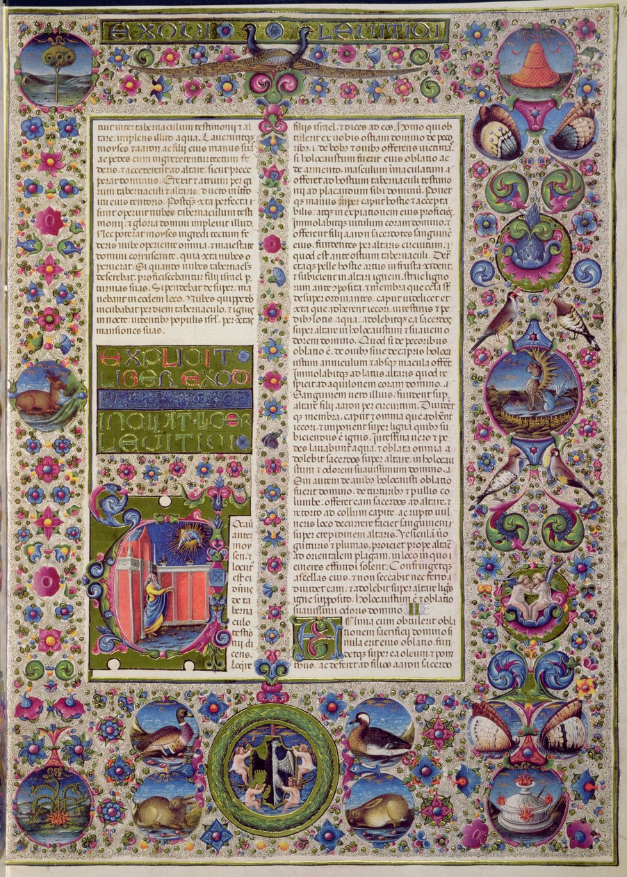 Parole di apertura del Levitico, dalla Bibbia di Borso d