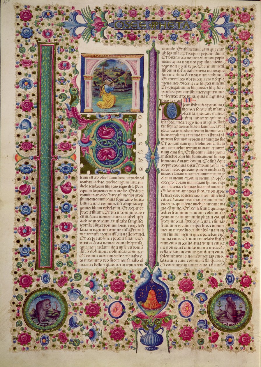 Apertura del libro del profeta Osea, dalla Bibbia di Borso d