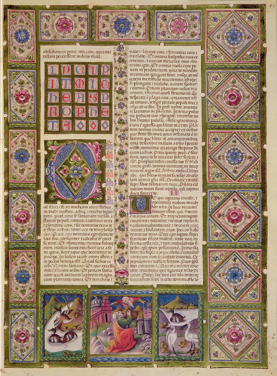 Apertura del Libro del Profeta Michea, dalla Bibbia di Borso d