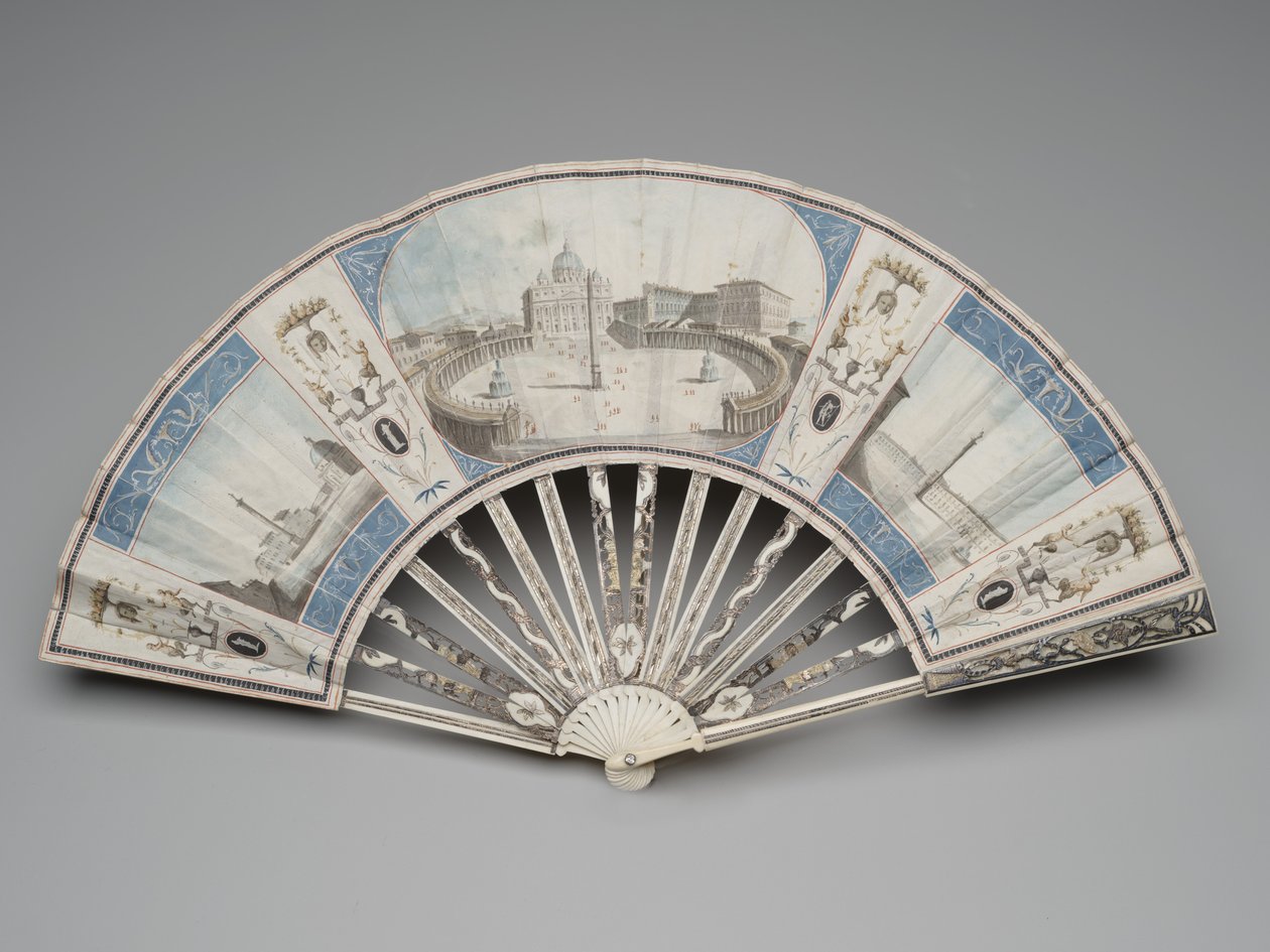 Ventaglio pieghevole con vedute dei monumenti di Roma, c.1780s-1790s da Italian School
