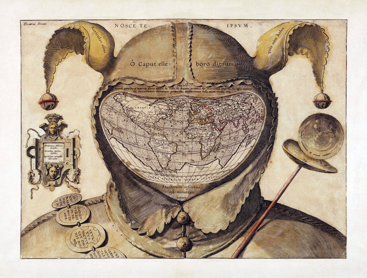 Mappa del mondo a forma di cappello da giullare, c.1590 da Italian School