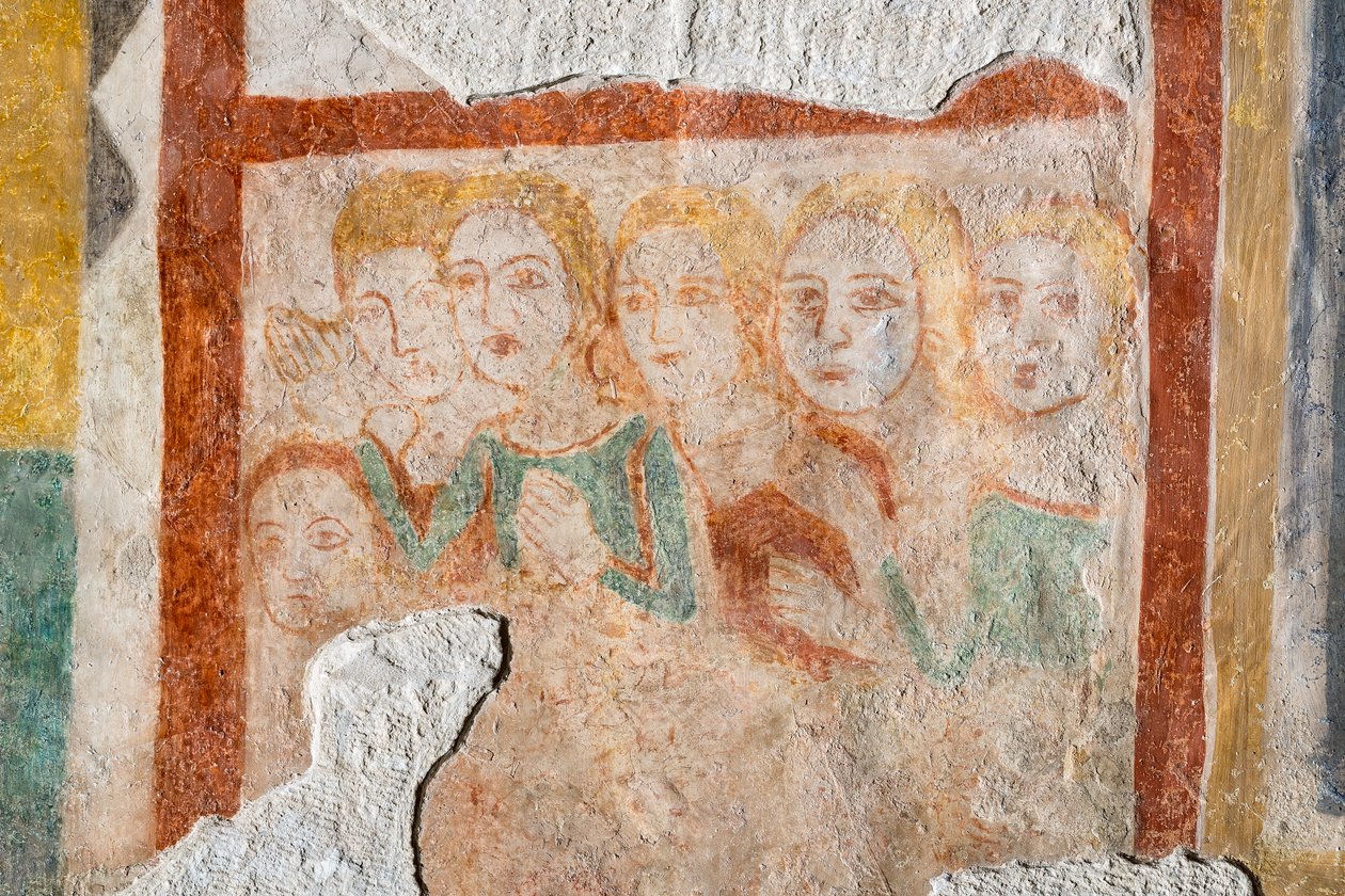 Affresco - gruppo di fedeli da Italian School