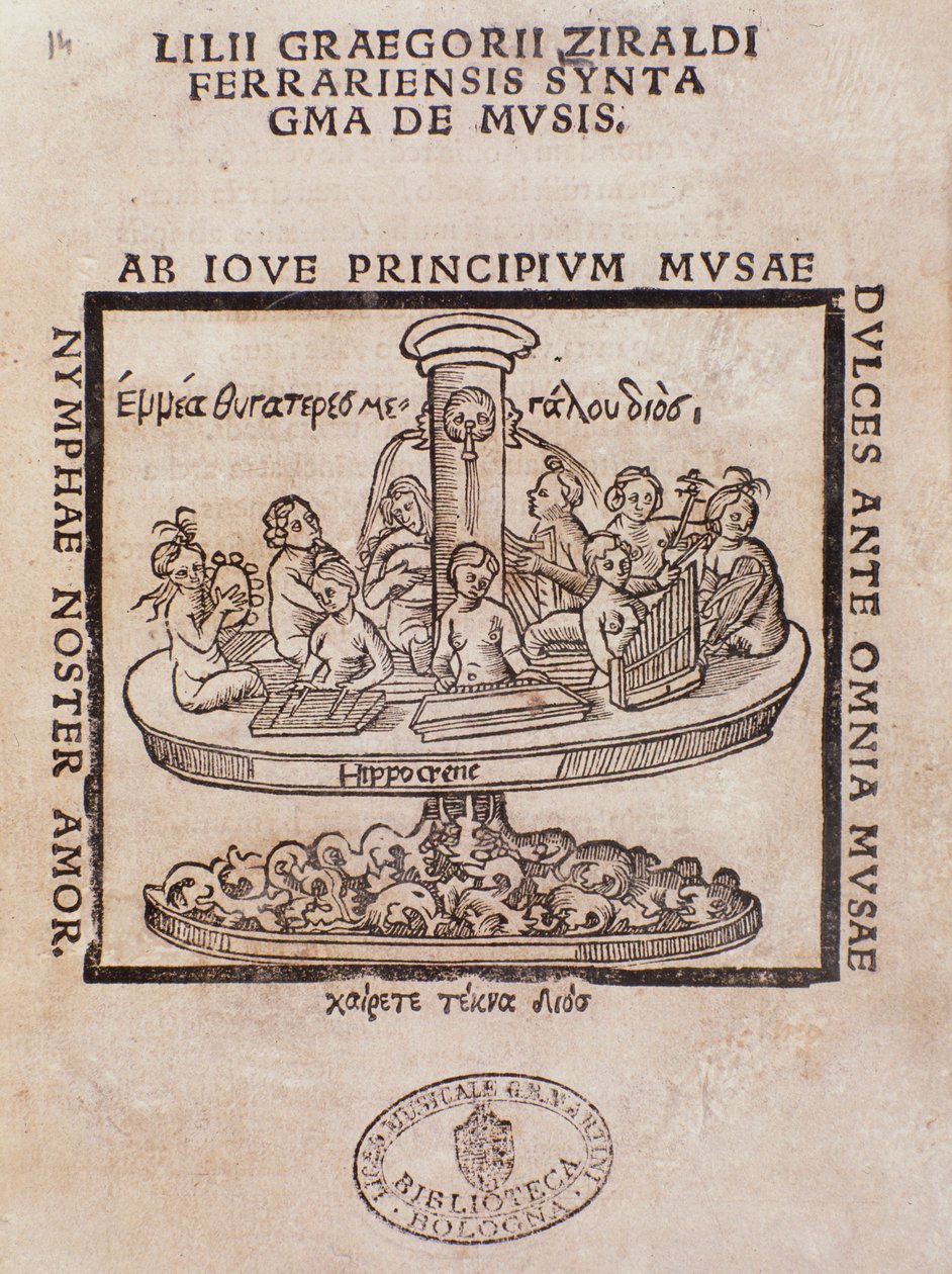 Frontespizio di Lilii Graegorii Ziraldi Ferrariensis Syntagma De Mvsis di Giglio Gregorio Giraldi da Italian School