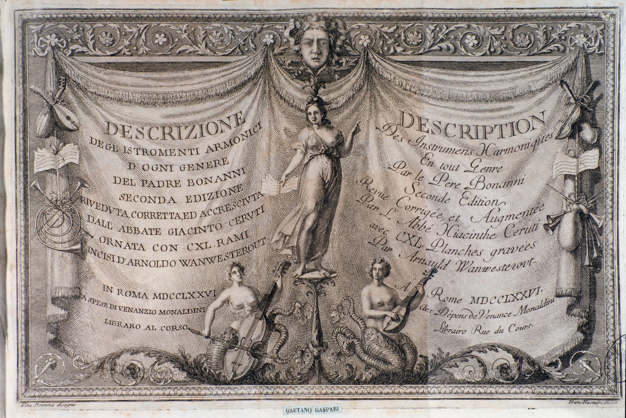 Frontespizio del Gabinetto armonico di Filippo Bonanni da Italian School
