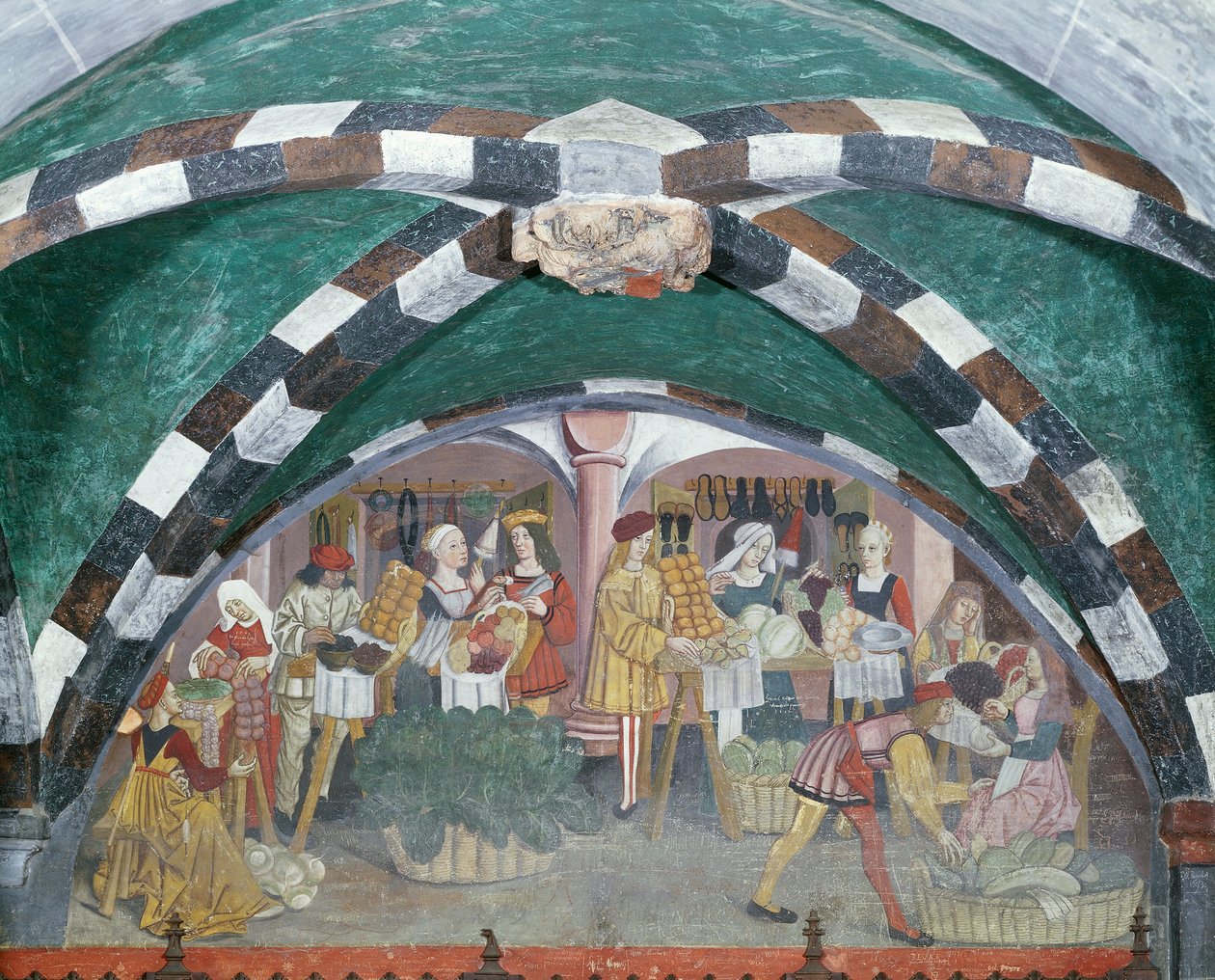 Mercato ortofrutticolo, 1500 circa (affresco) da Italian School