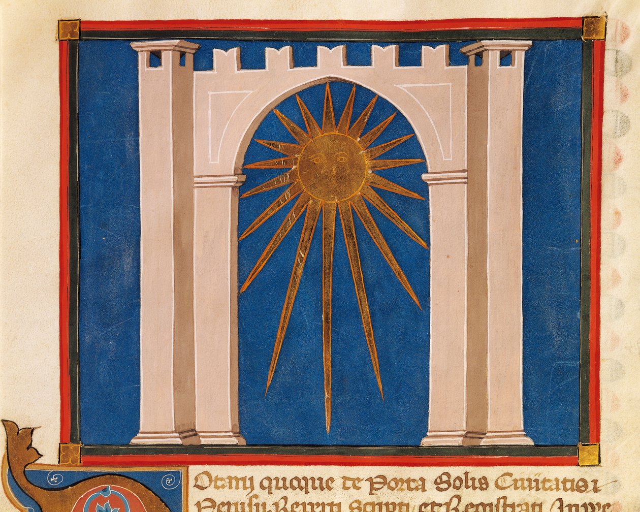 Porta del Sole, miniatura dal Registro dei Notai di Perugia, manoscritto, Italia XIV secolo da Italian School