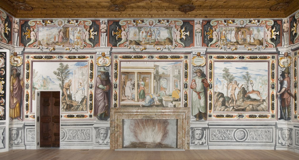 Sala dello Zodiaco: Dei che puniscono gli uomini e figure maschili che rappresentano i mesi dell