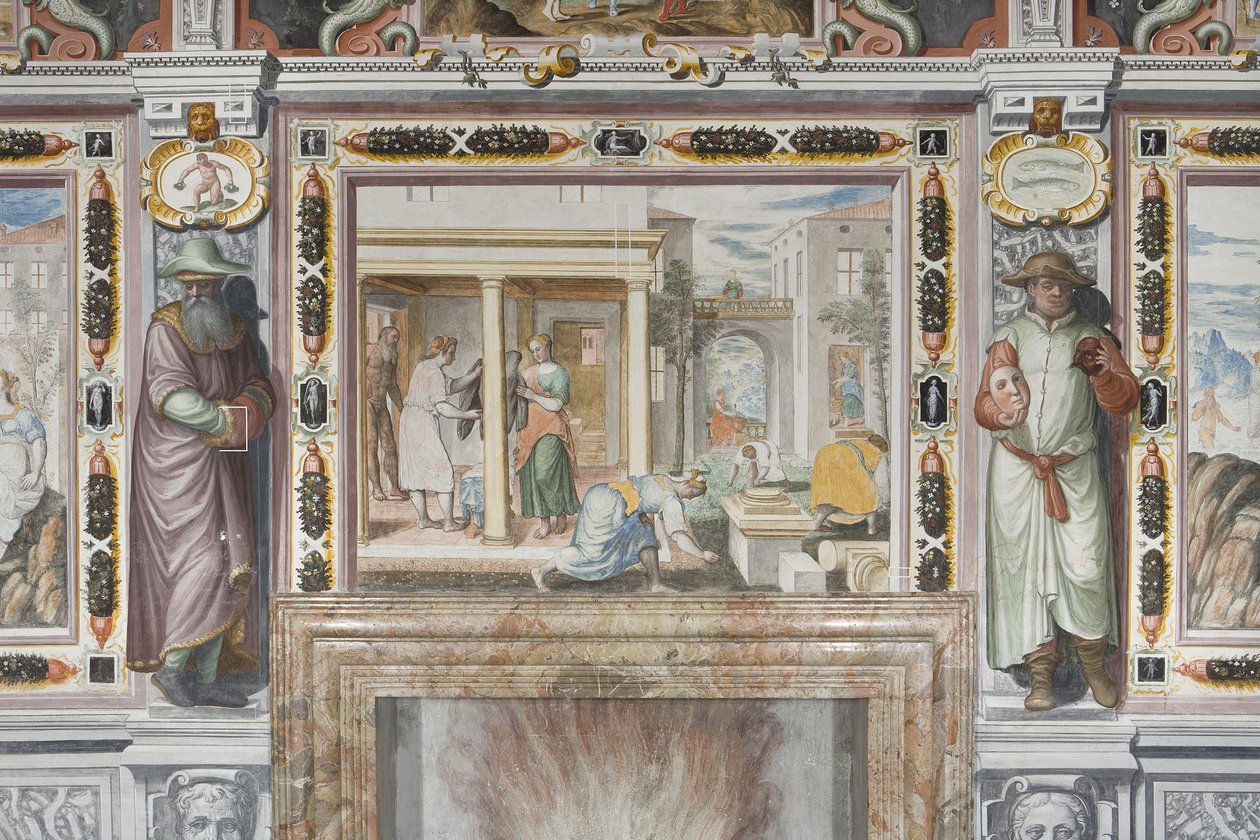 Sala dello Zodiaco: Dei che puniscono gli uomini e figure maschili che rappresentano i mesi dell
