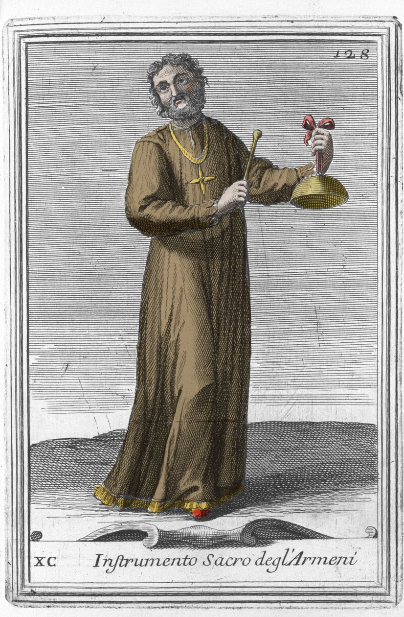 Strumento musicale armeno sacro: strumento musicale simile a una campana. Incisione da 