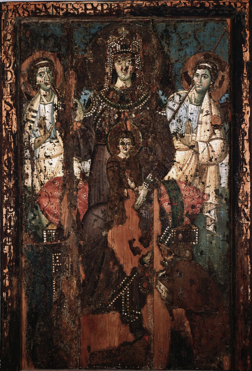 Icona della Vergine della Clemenza o Madonna Theotokos, pittura a encausto e tempera, VIII secolo, Chiesa di Santa Maria in Trastevere da Italian School
