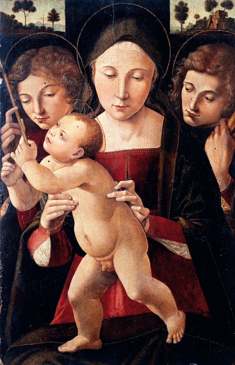 Italia, Assisi, Madonna col Bambino e due angeli da Italian School