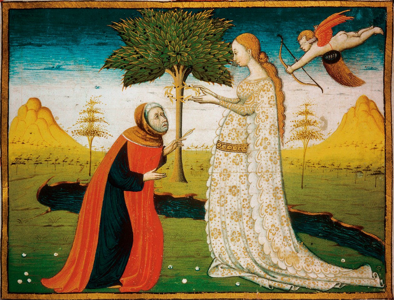 Laura de Noves (1308-1348) incorona il poeta Francesco Petrarca da Italian School