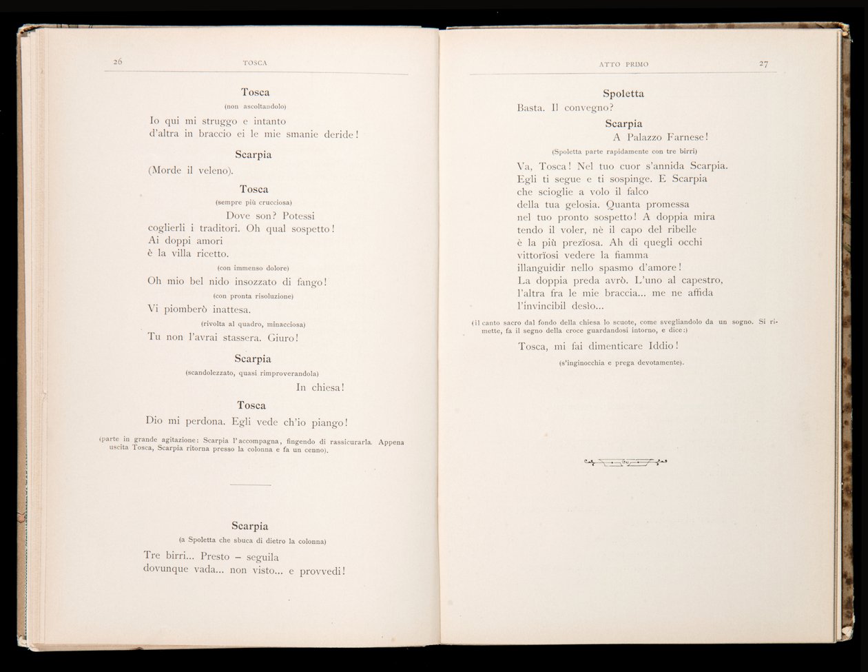 Libretto della Tosca di Giacomo Puccini, Edizione Ricordi, Italia da Italian School