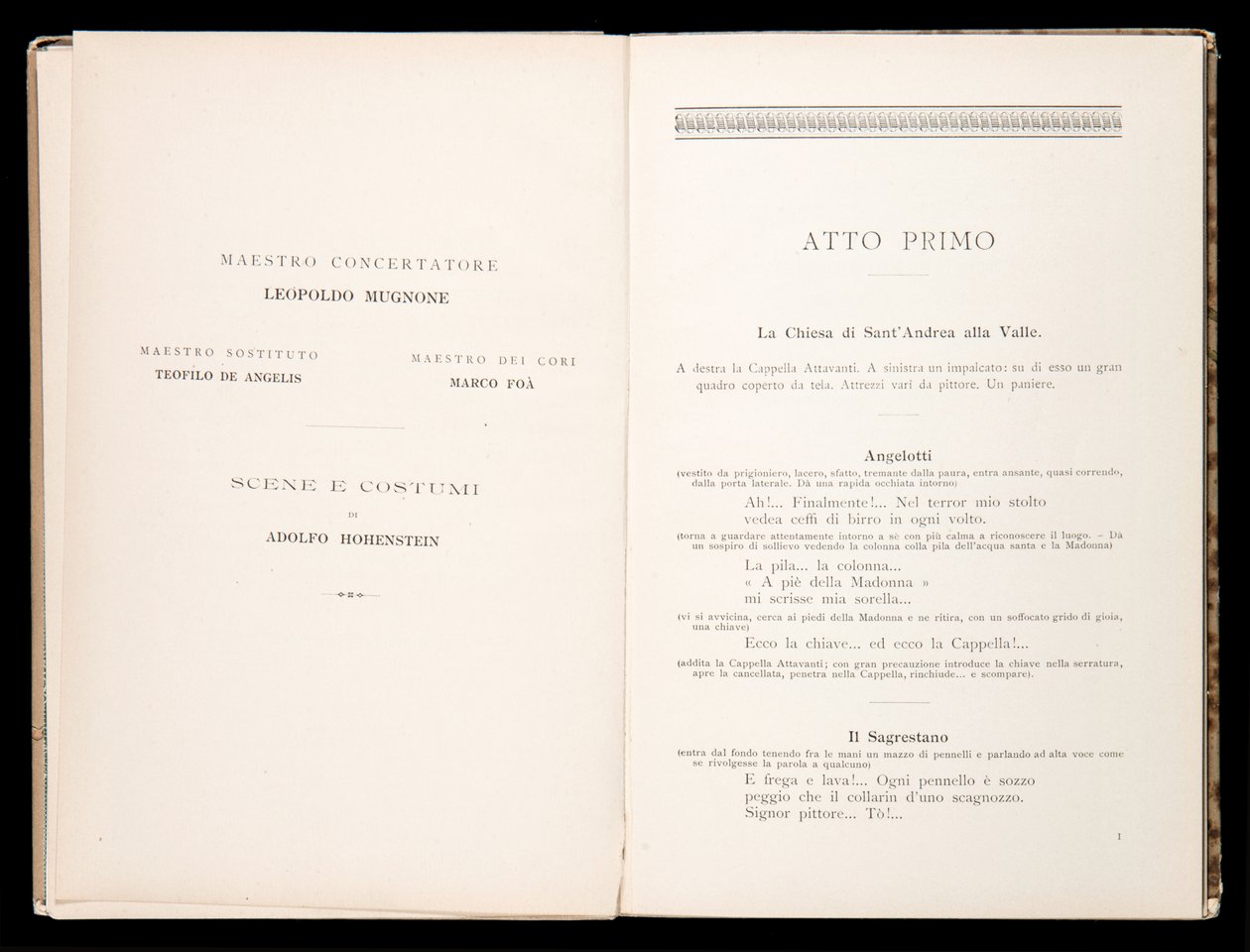 Libretto della Tosca di Giacomo Puccini, Edizione Ricordi, Italia da Italian School