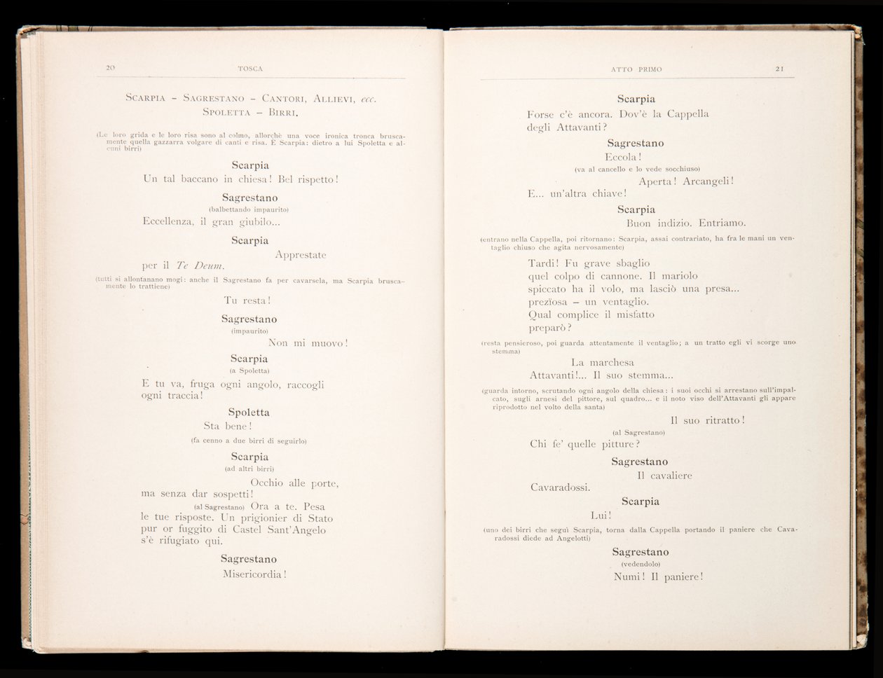 Libretto della Tosca di Giacomo Puccini, Edizione Ricordi, Italia da Italian School