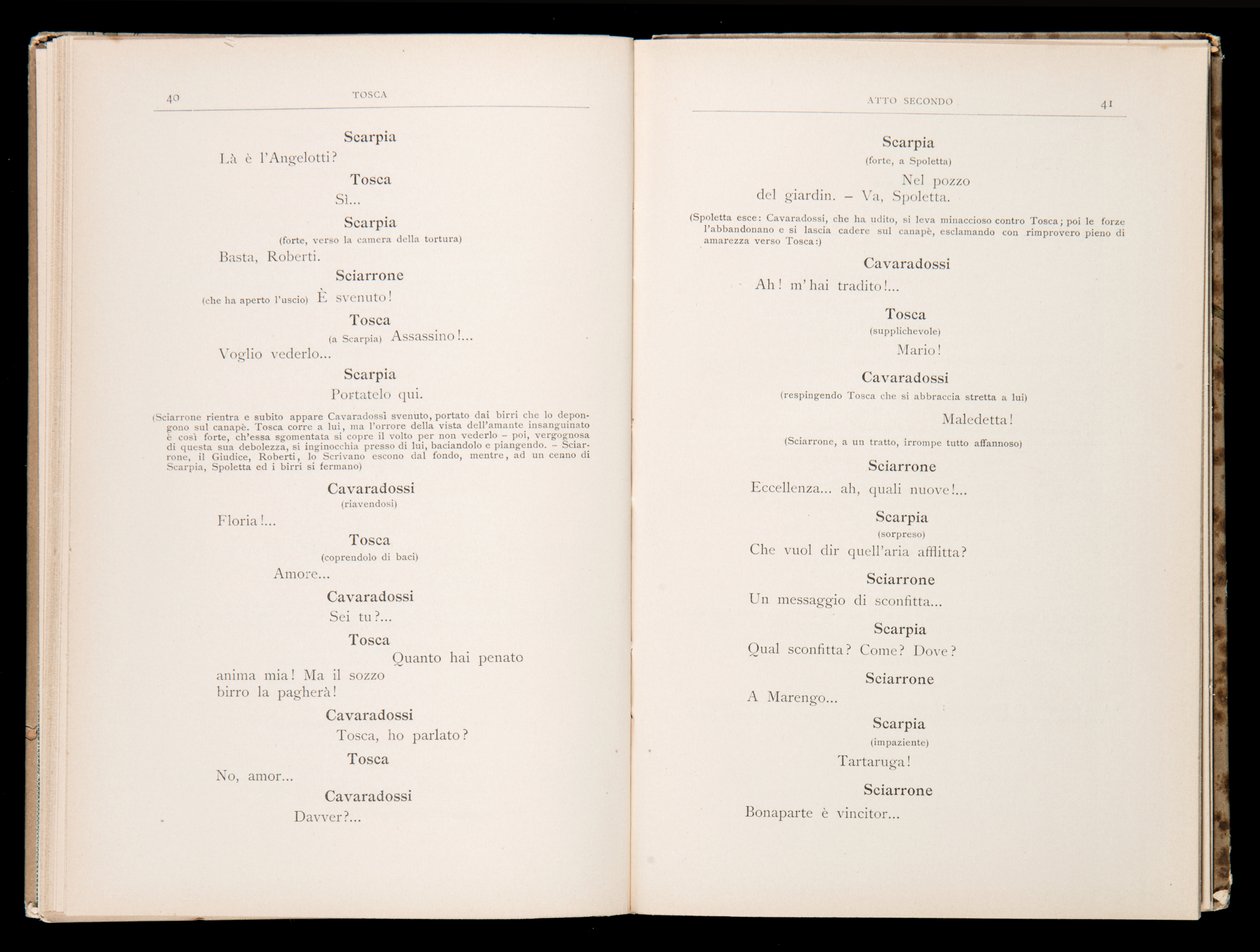 Libretto della Tosca di Giacomo Puccini, Edizione Ricordi, Italia da Italian School