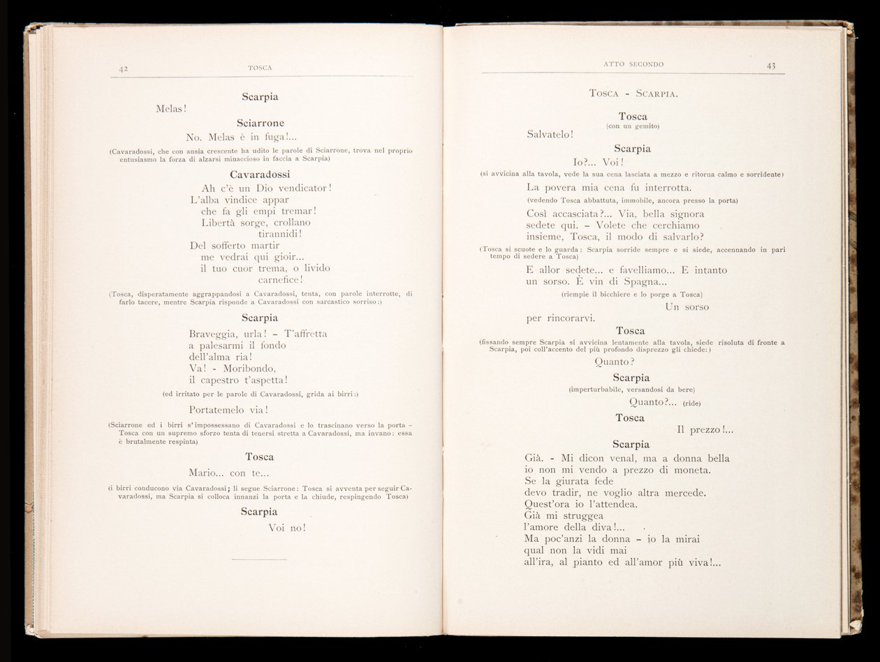 Libretto della Tosca di Giacomo Puccini, Edizione Ricordi, Italia da Italian School