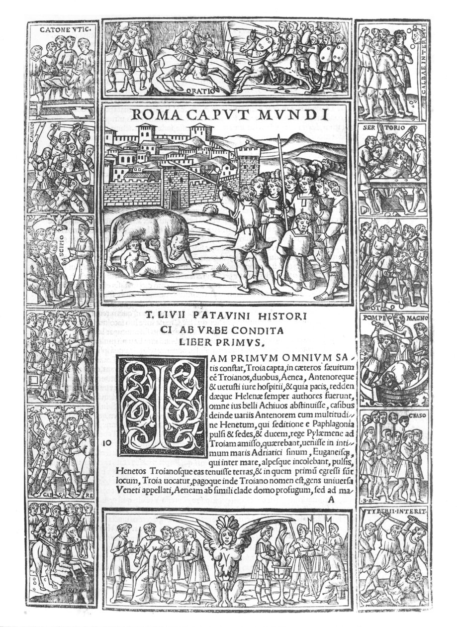 Storia di Roma di Livio, fol. 1 Roma Caput Mundi, edizione pubblicata a Venezia, 1520 da Italian School
