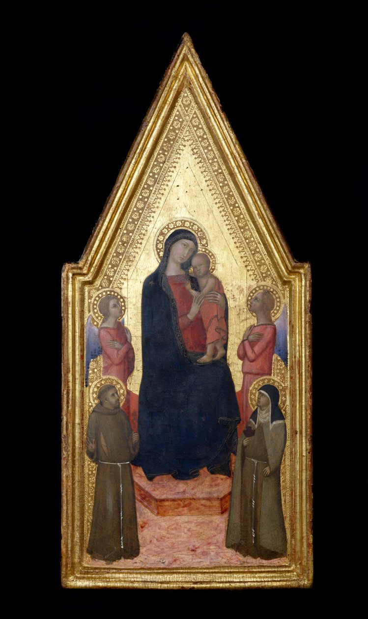 Madonna e Bambino con San Francesco, Santa Chiara e due angeli, 1340-50 da Italian School