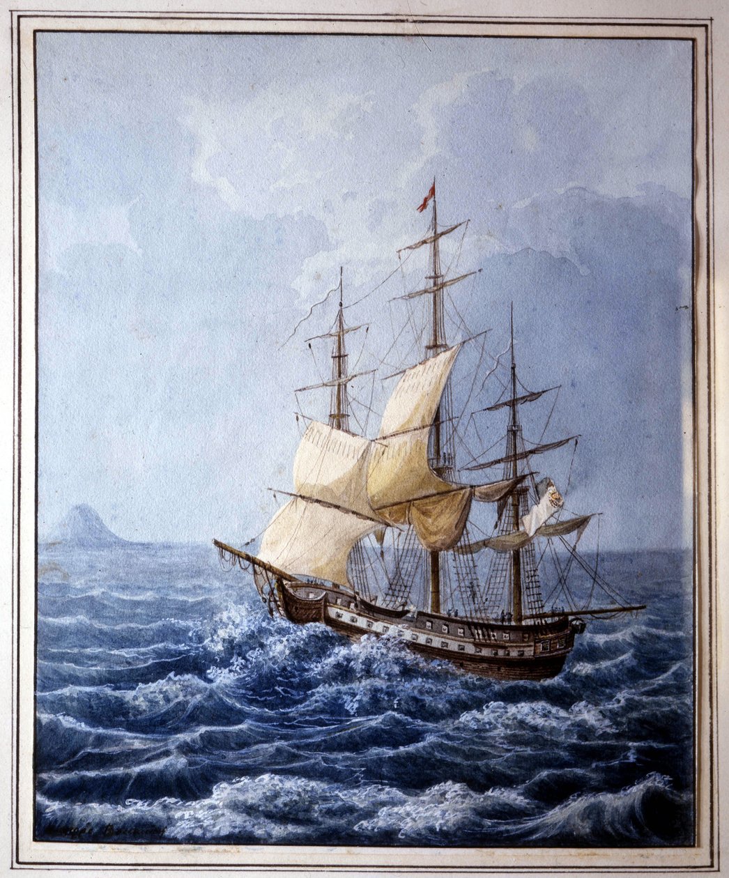 Maria Luisa di Parma a bordo di una barca a vela che la porta a Napoli il 10/07/1824, dipinto di B. Boccaccio. Museo Glauco Lombardi di Parma da Italian School